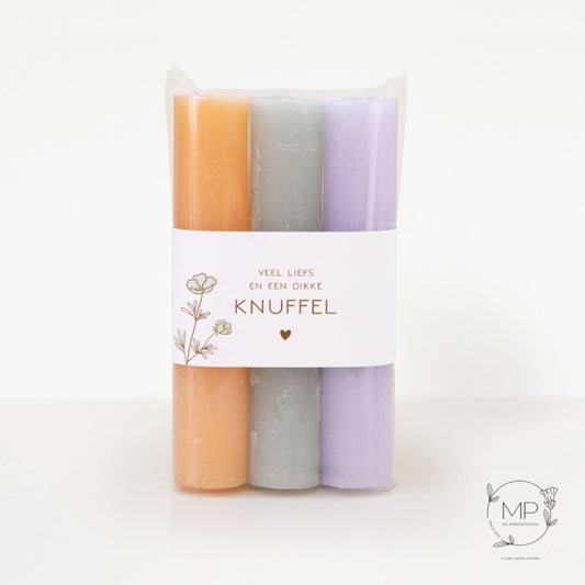 Set kaarsen | veel liefs en een dikke knuffel