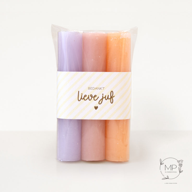 Bedankt lieve juf | kaarsjes