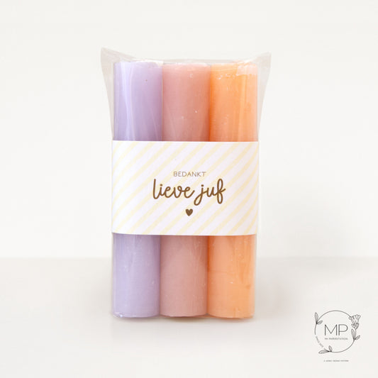 Bedankt lieve juf | kaarsjes
